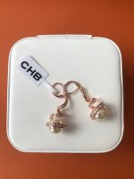 Versatile Pearl Ribbon Diamond Earrings Pink