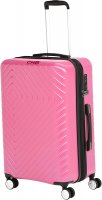 Geometric Travel Luggage Expandable Suitcase Spinner with Wheels and Built-In TSA Lock, 27.2-Inch - Pink