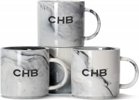 12 oz Stackable Coffee Mugs, M101 Novelty Marble Ceramic Cup for Boy Girl lover, Set of 4, Gray