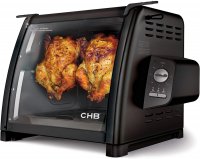 Large Capacity Rotisserie & BBQ Oven Modern Edition, Simple Switch Controls, Silicone Door Tie, Auto Shutoff, Includes Multipurpose Basket
